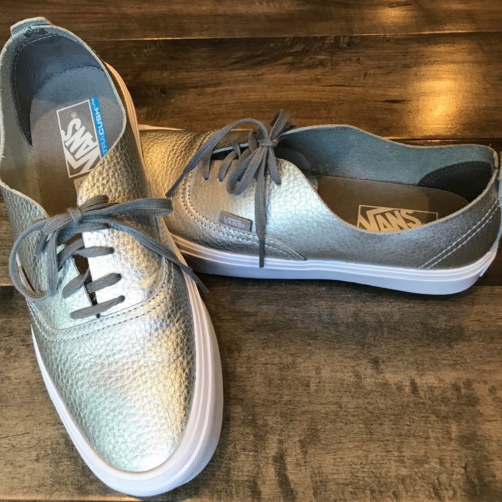 Silver leather vans